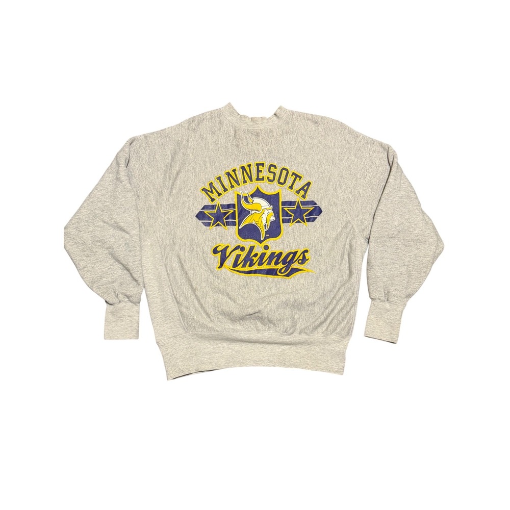 Vintage Logo 7 Minnesota Vikings Sweatshirt Mens L Gray NFL Football Pullover